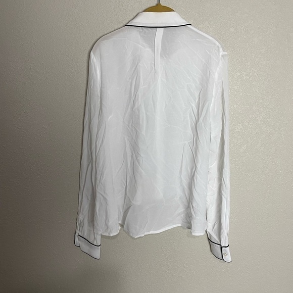 Zac Zac Posen White Button Down Shirt Black Piping - Picture 7 of 9
